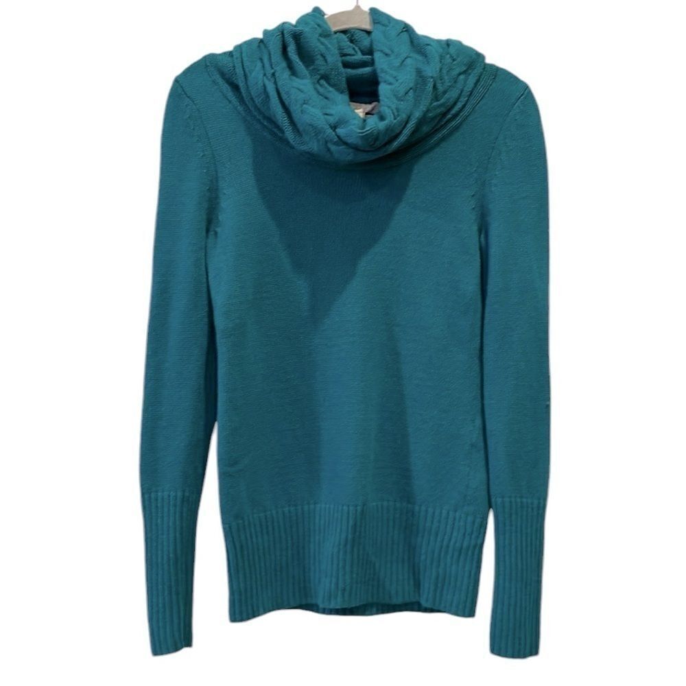Banana Republic Italian Yarn Cashmere Wool Blend Cowl Neck Cable Knit Sweater S